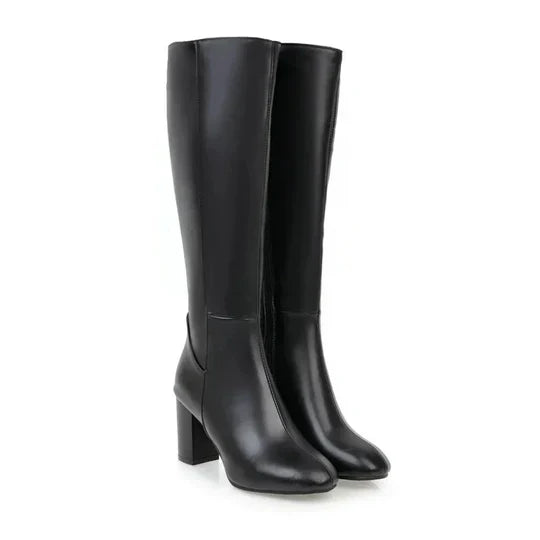 Women's Heeled Knee-High Boots with Zipper