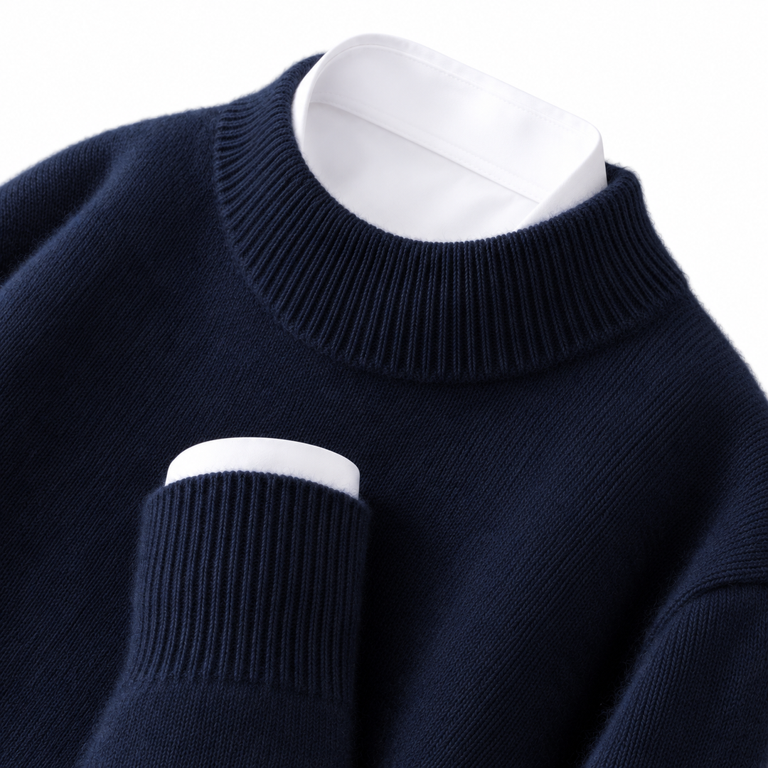 Women's cashmere sweater with stand collar