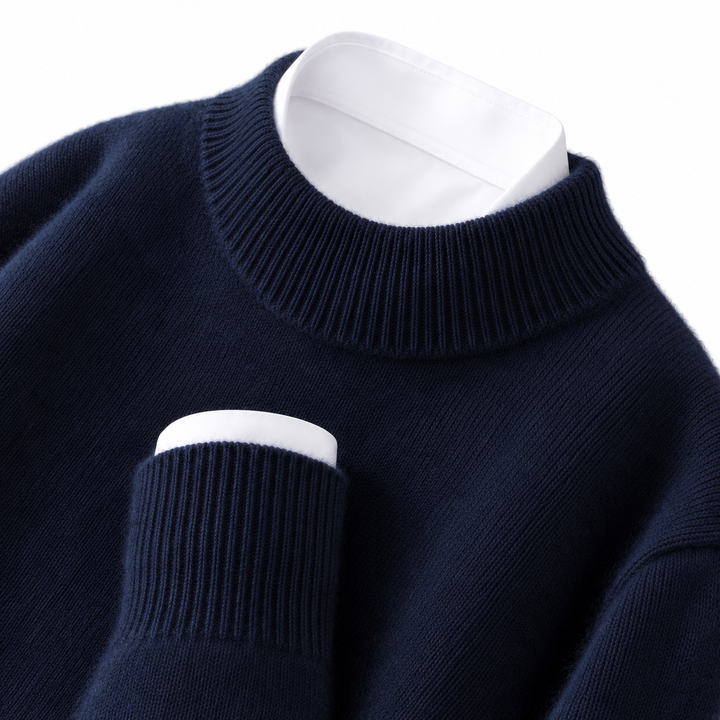 Women's cashmere sweater with stand collar