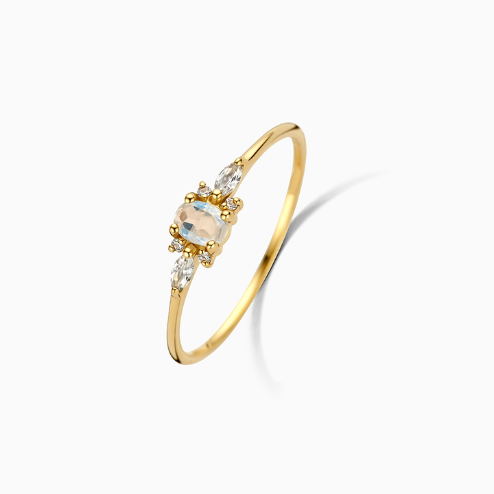 Gold opal ring with diamond