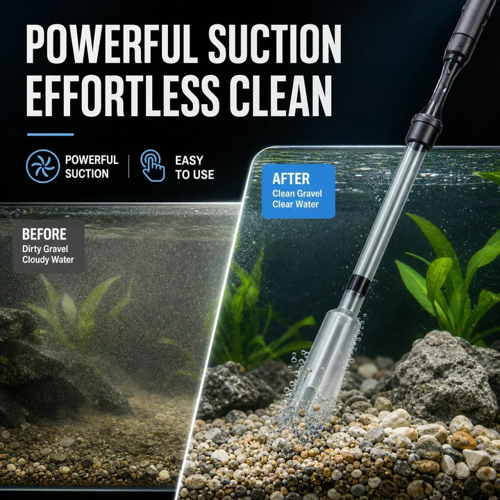 Electric Aquarium Gravel Cleaner - Battery-Powered Suction Pump for Water Changes