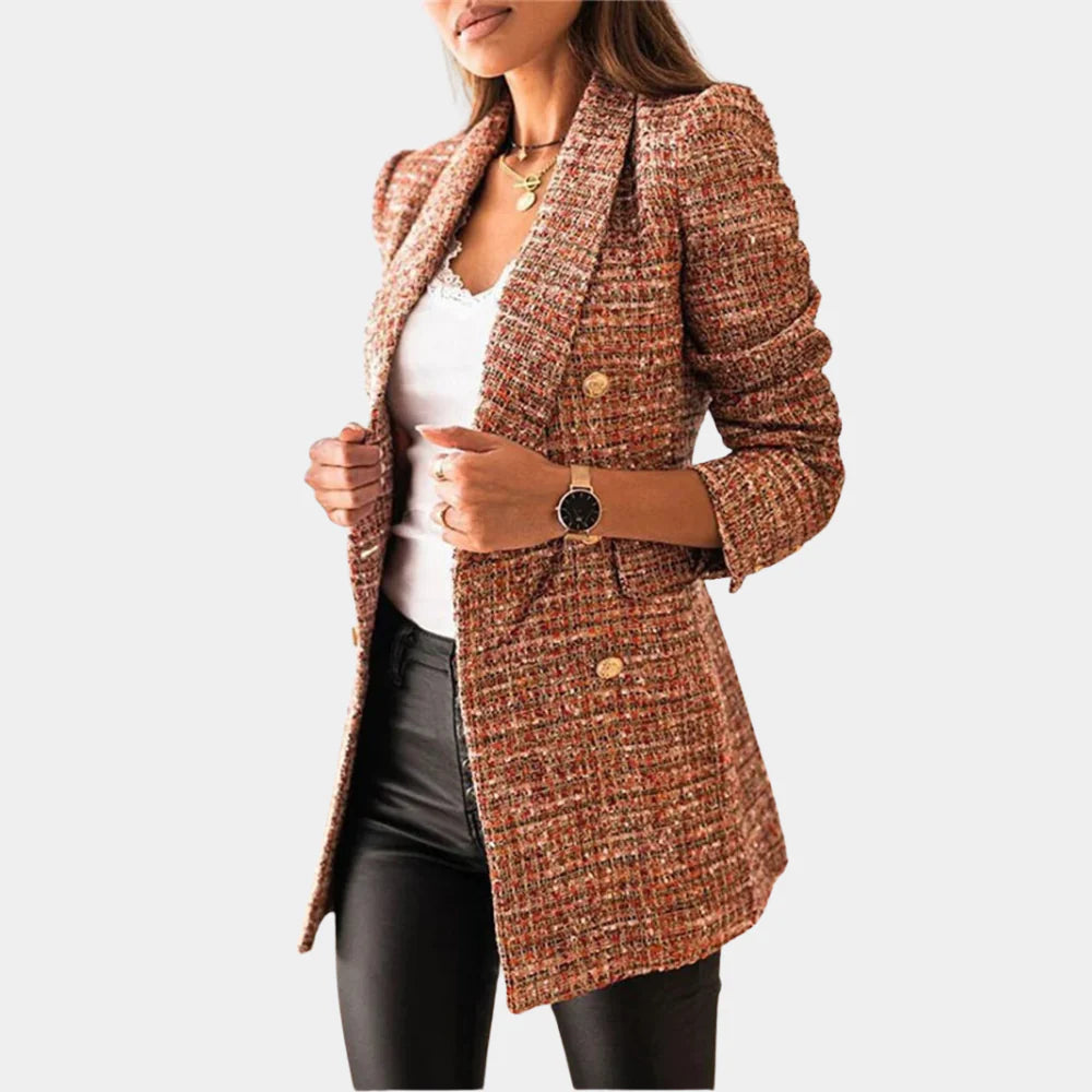 Stylish Women's Blazer with Classic Check Pattern