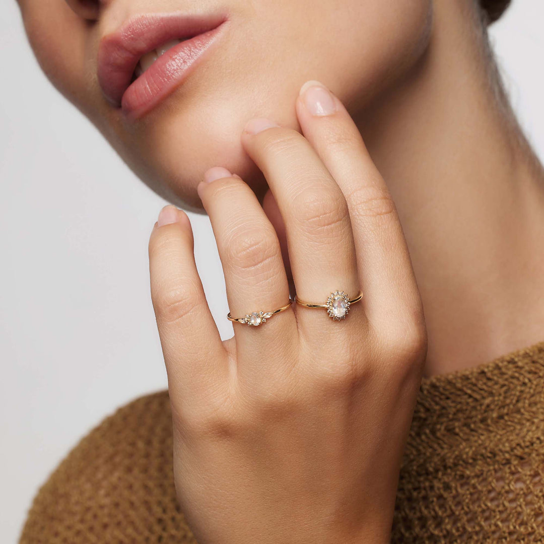 Gold opal ring with diamond