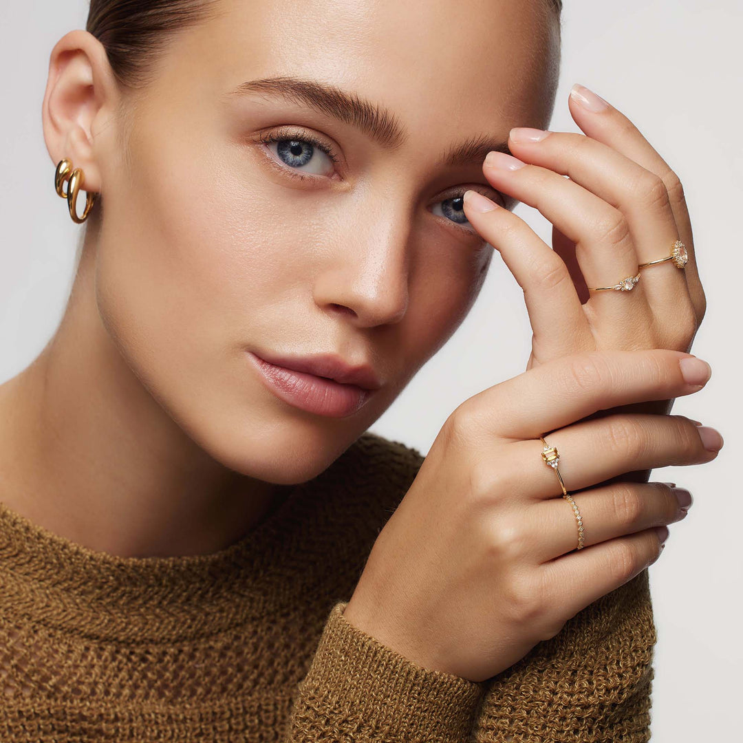 Gold opal ring with diamond