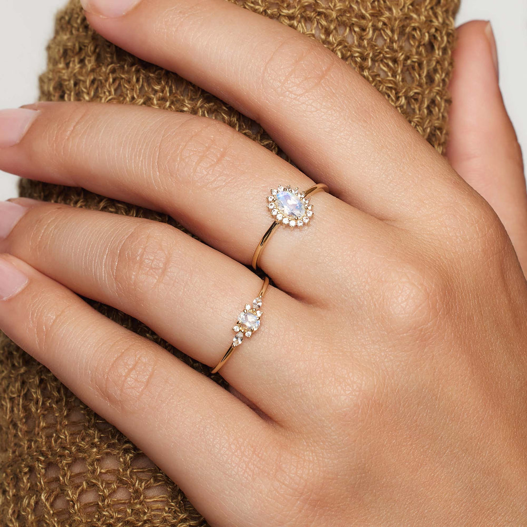 Gold opal ring with diamond