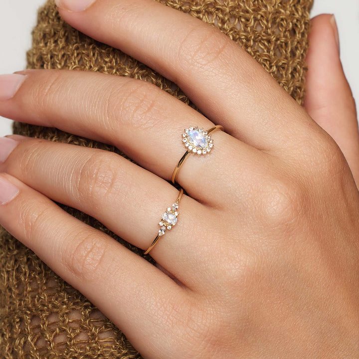 Gold opal ring with diamond