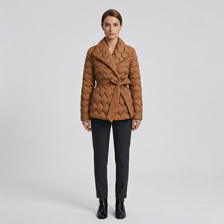 Womens Down Coat with Belt