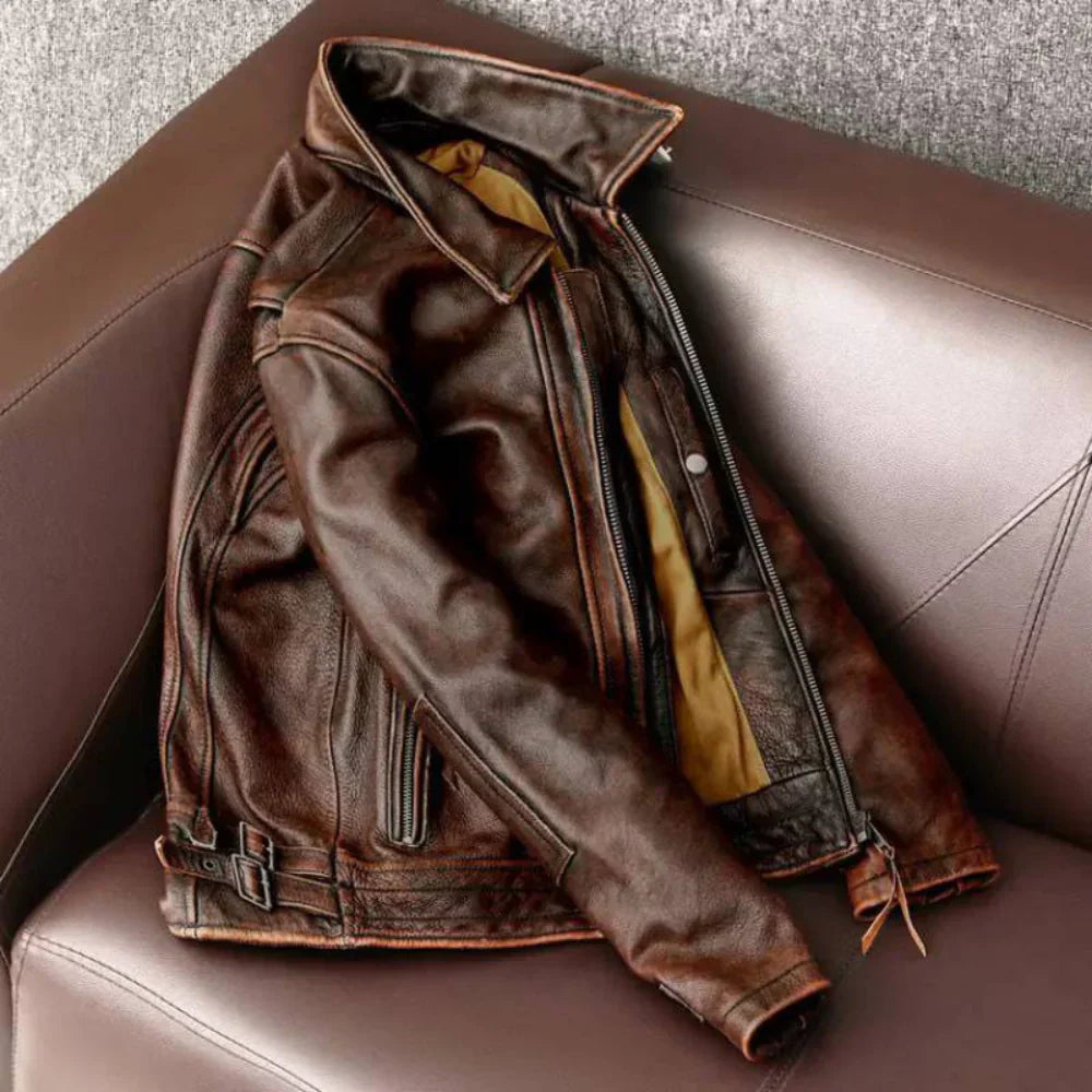 premium retro leather jacket