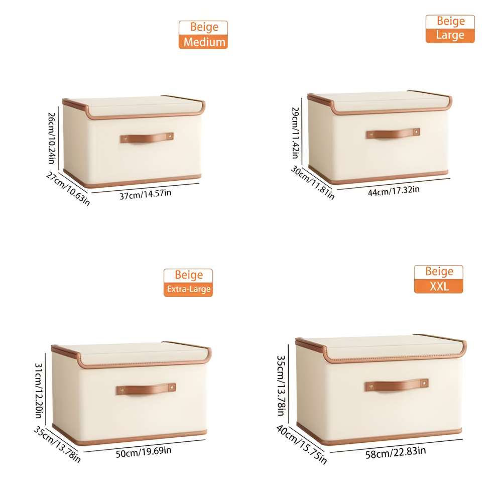 Lorvane – Foldable Storage Box with Lid and Leather Handles