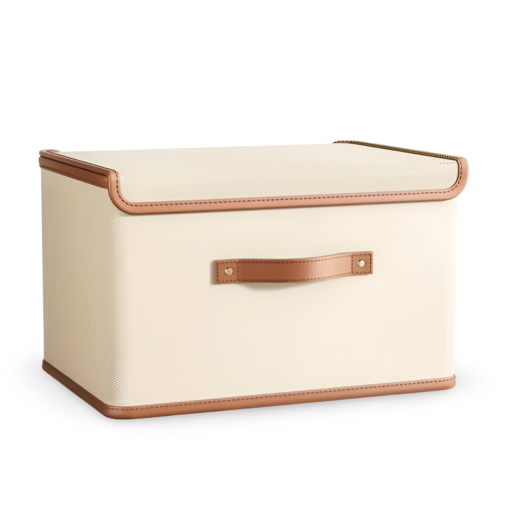 Lorvane – Foldable Storage Box with Lid and Leather Handles