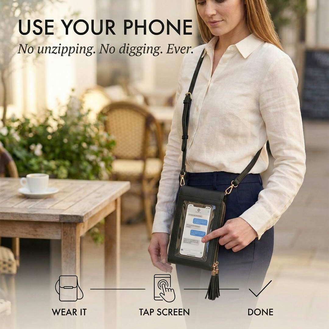 Women's Crossbody Phone Wallet Bag with Touchscreen Window