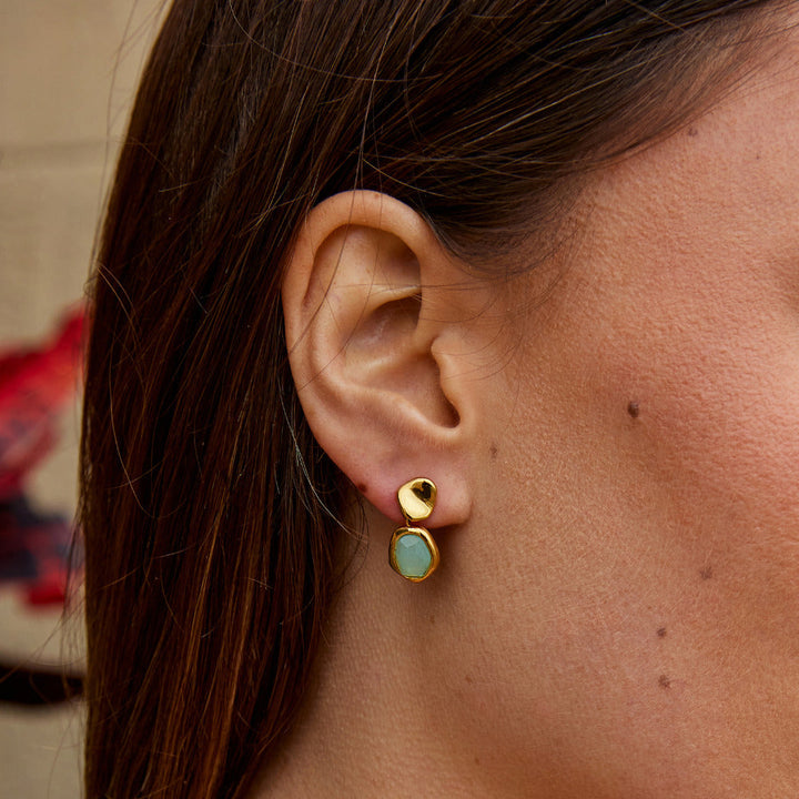 Gold Aquamarine Earrings