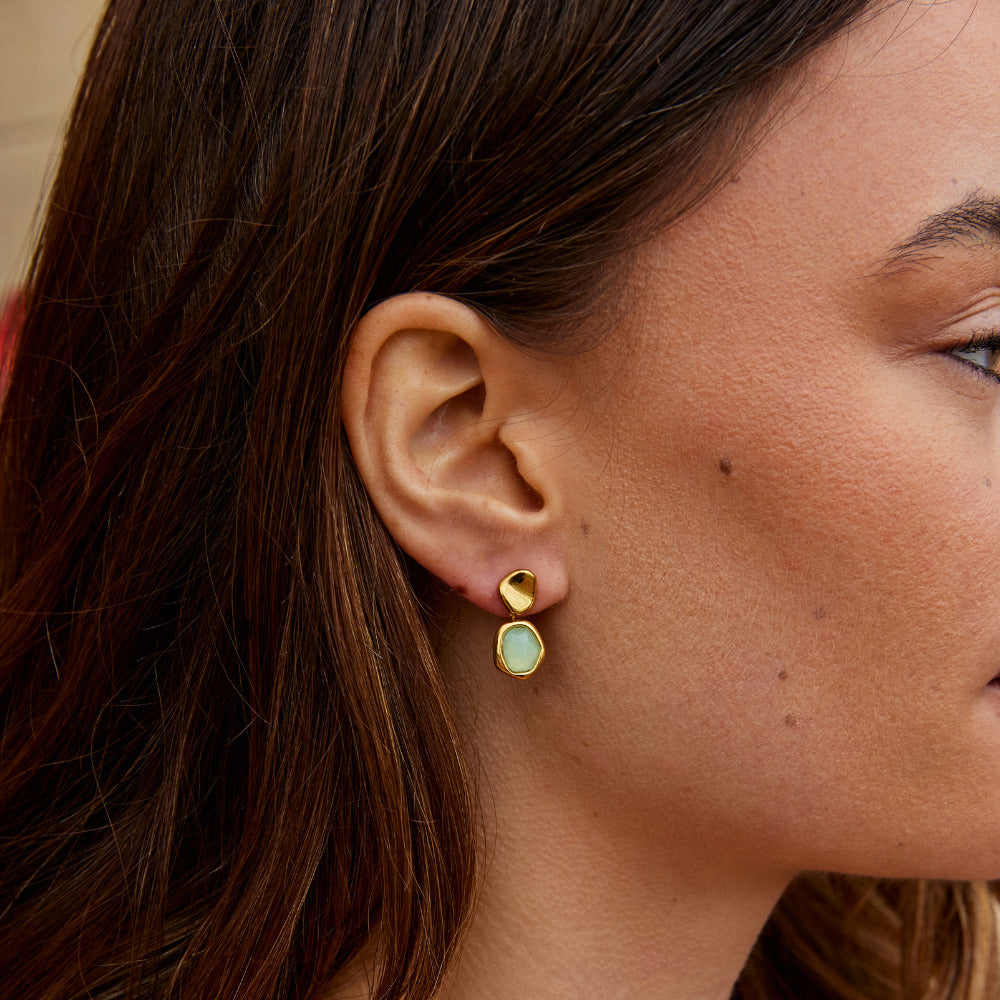 Gold Aquamarine Earrings