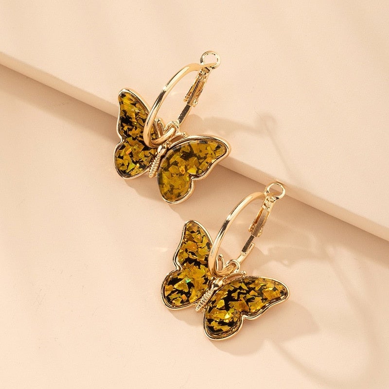 Butterfly Earrings with Colorful Details