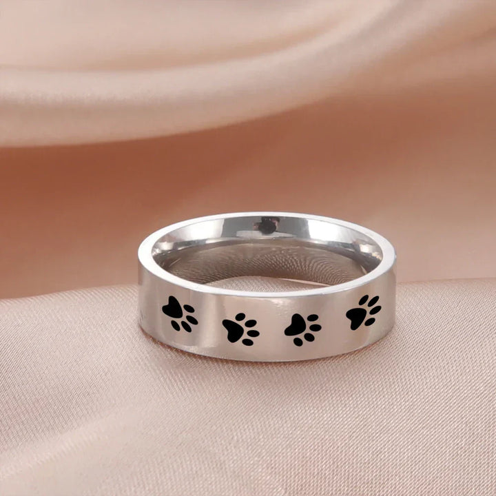 Handmade Paw Print Ring in Stainless Steel