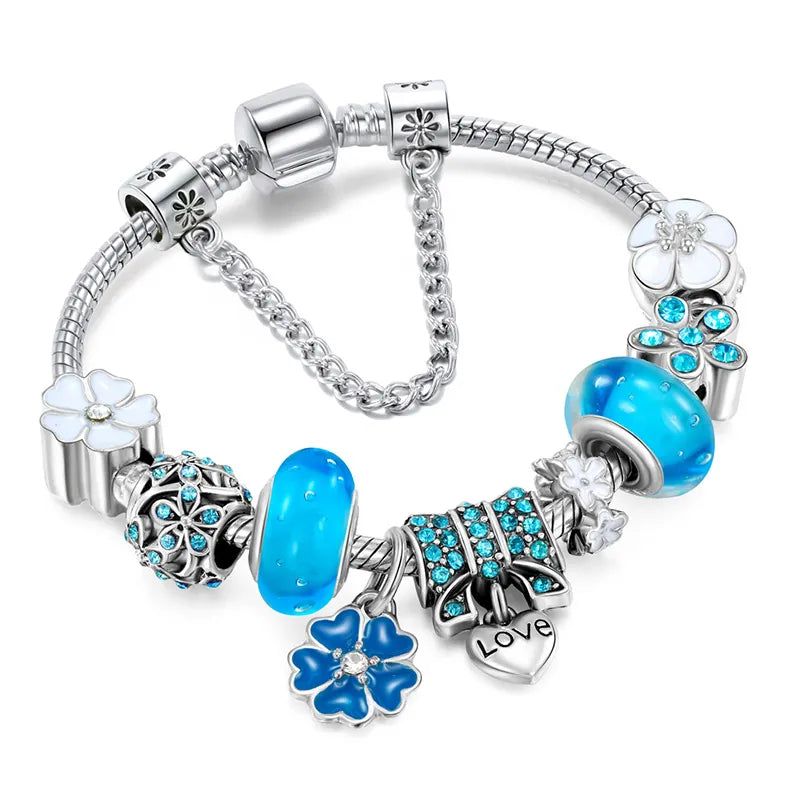 Sterling Silver 925 Bracelet with Flower-Shaped Charm | Elegant Jewelry Gift for Women