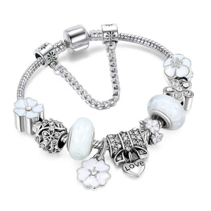 Sterling Silver 925 Bracelet with Flower-Shaped Charm | Elegant Jewelry Gift for Women