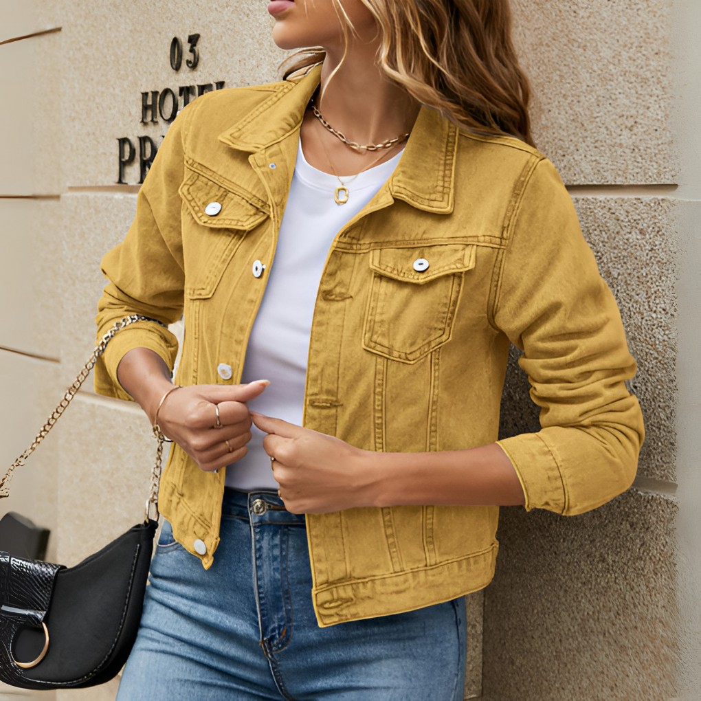 Women Classic Button Down Denim Jacket