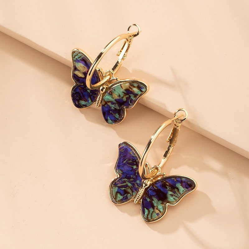 Butterfly Earrings with Colorful Details