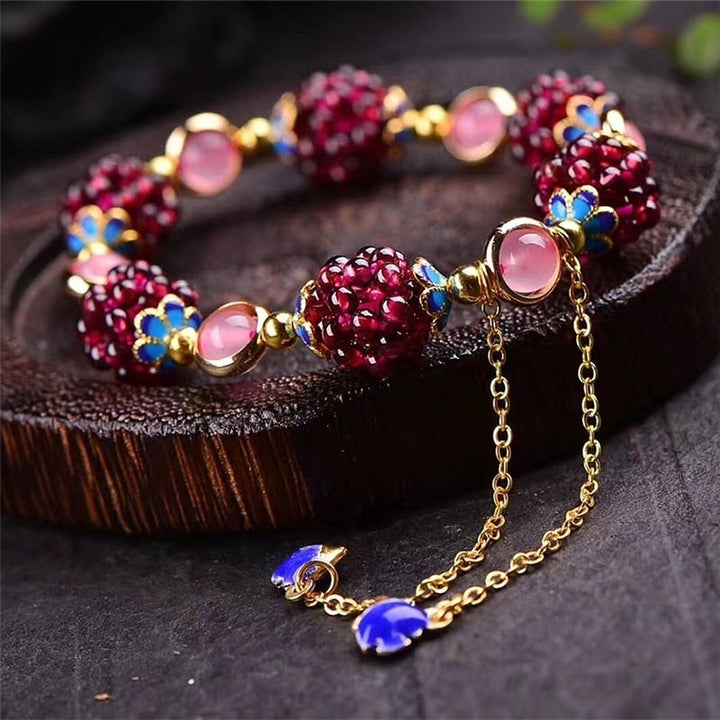 Minimalist Natural Stone Bracelet with Berries