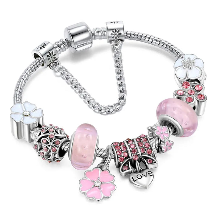 Sterling Silver 925 Bracelet with Flower-Shaped Charm | Elegant Jewelry Gift for Women