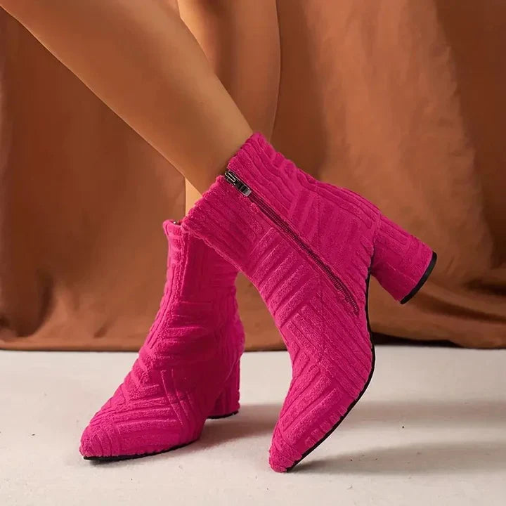 Solid Color Block Heel Women's Boots