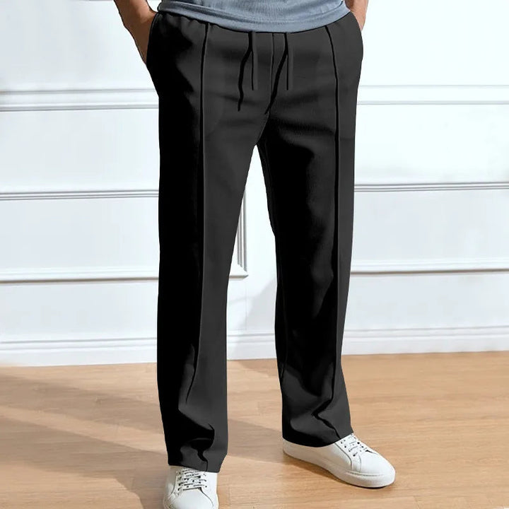 Men's slim-fit pants with elasticated drawstring waistband