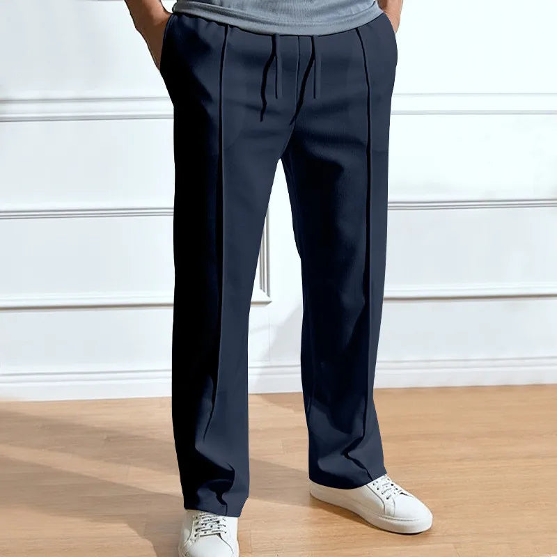 Men's slim-fit pants with elasticated drawstring waistband