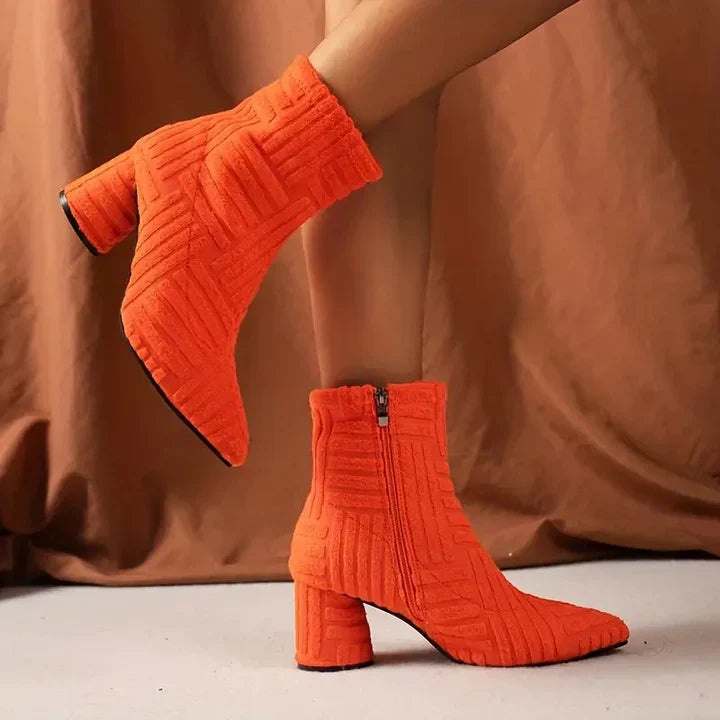 Solid Color Block Heel Women's Boots