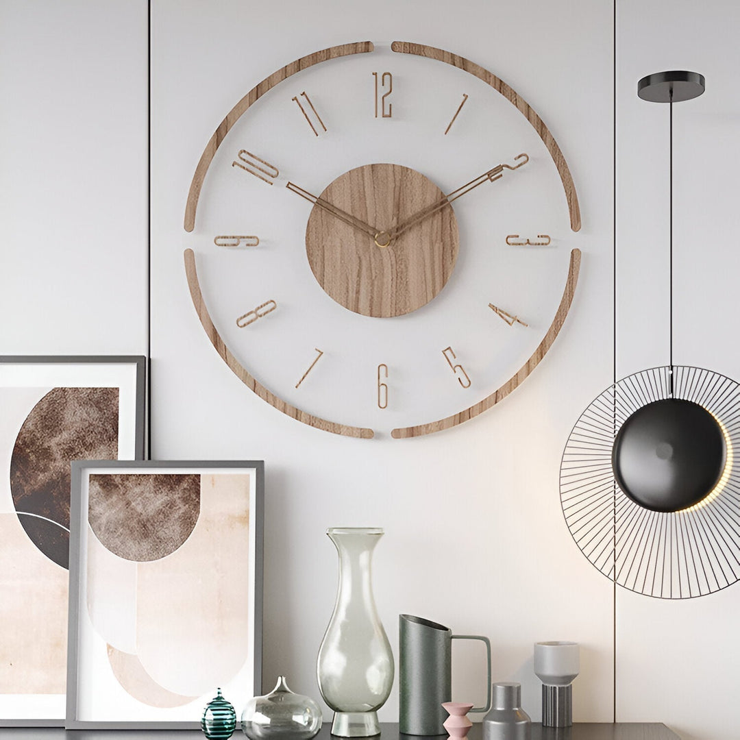 ClearWood Silent Wall Clock – Contemporary Design in Wood and Acrylic