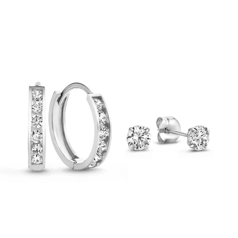 Elegant white gold earrings with sparkling stones
