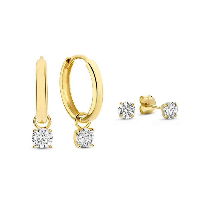Soft Gold Earrings with an Elegant Little Stone