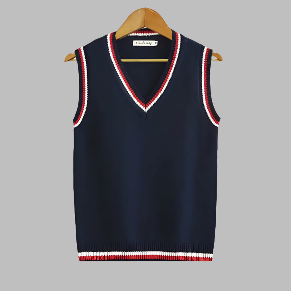 Retro Striped Preppy Style Sleeveless Pullover