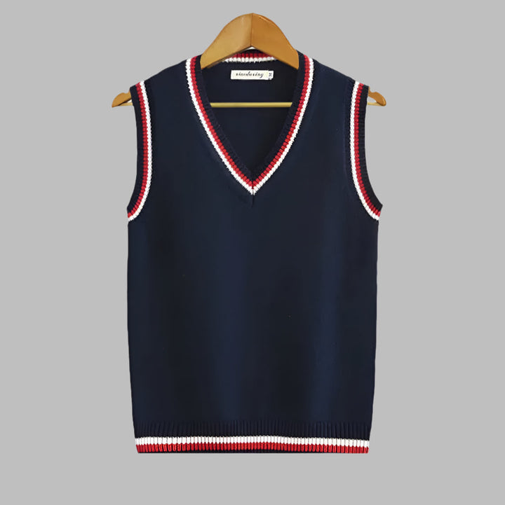 Retro Striped Preppy Style Sleeveless Pullover