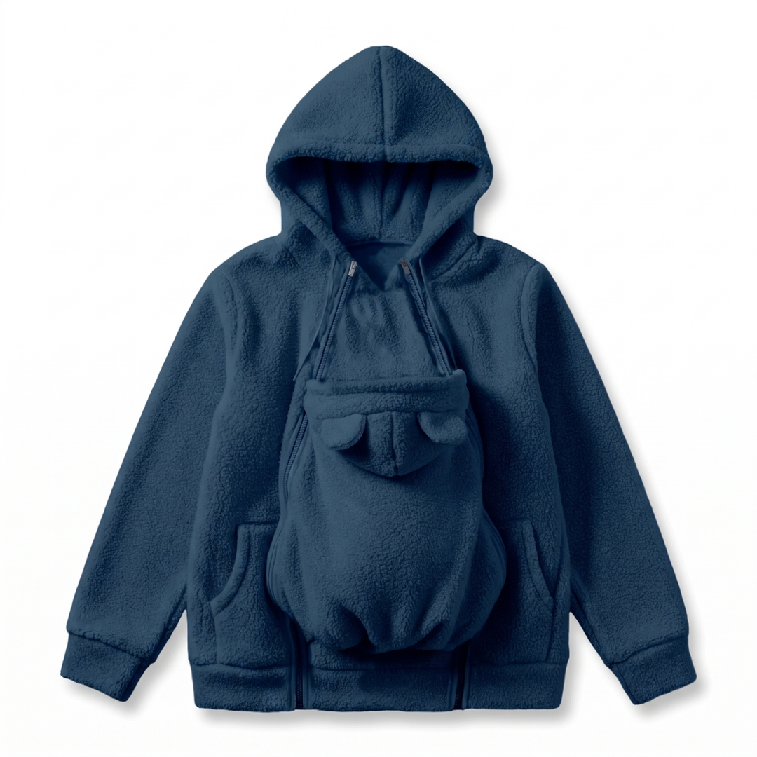 Cosy Fleece Baby-Wearing Hoodie with Front Pouch