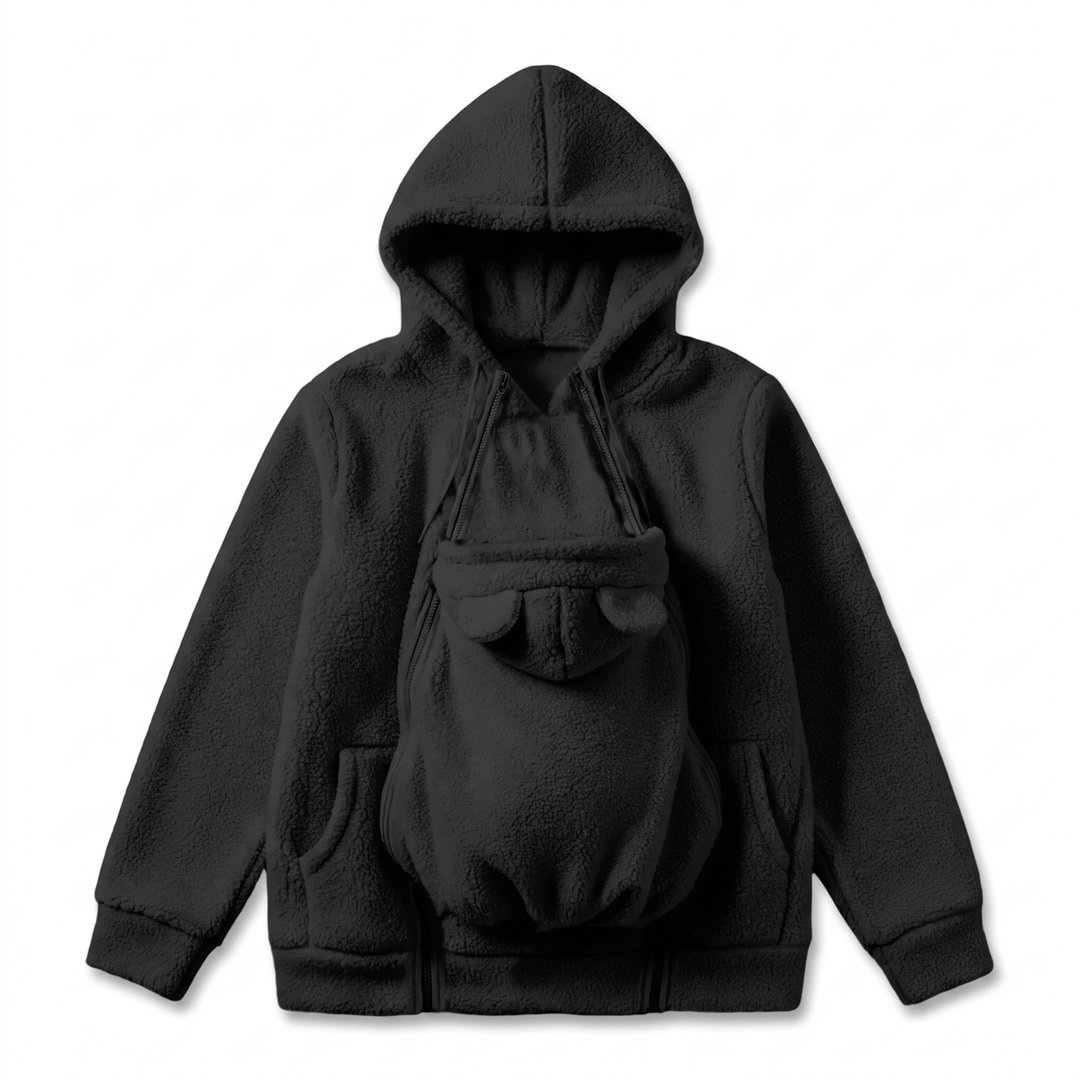 Cozy Sherpa Fleece Hoodie with Detachable Zip-On Baby Carrier Insert