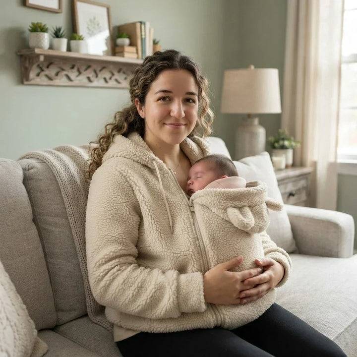 Cosy Fleece Baby-Wearing Hoodie with Front Pouch