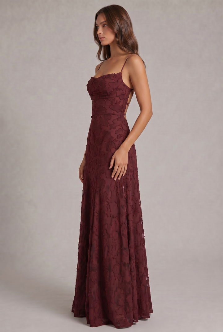 Olivia Maxi Dress - Elegant Evening Dress with Floral Pattern