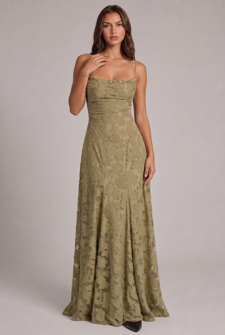 Olivia Maxi Dress - Elegant Evening Dress with Floral Pattern