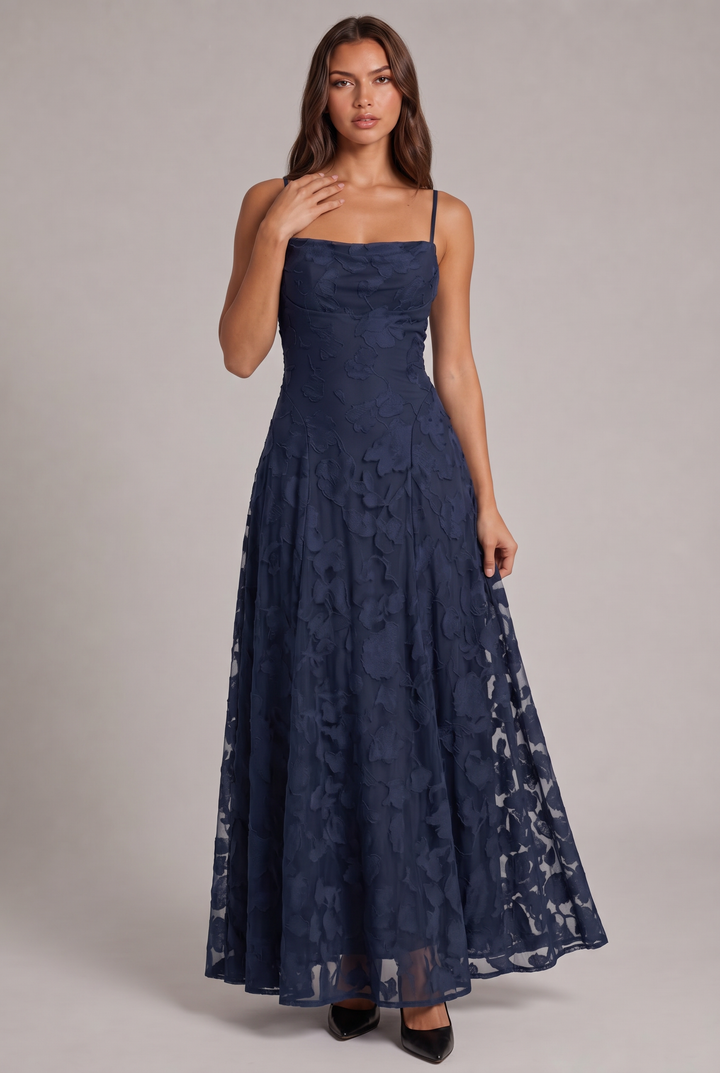 Olivia Maxi Dress - Elegant Evening Dress with Floral Pattern