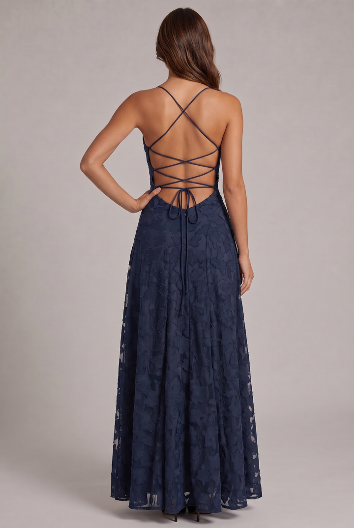 Olivia Maxi Dress - Elegant Evening Dress with Floral Pattern
