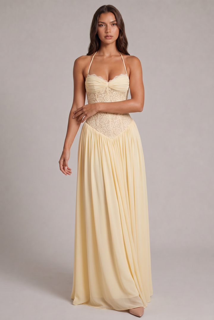 Faye Maxi Dress with Lace Corset Bodice
