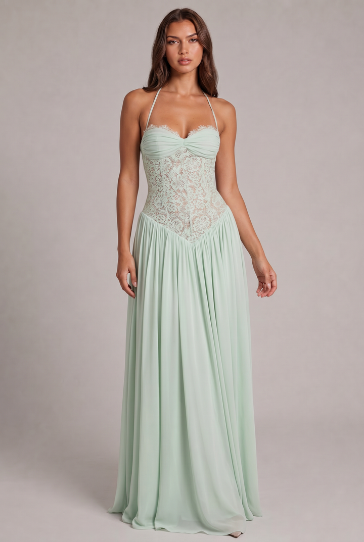 Faye Maxi Dress with Lace Corset Bodice