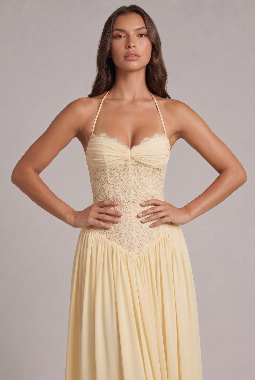 Faye Maxi Dress with Lace Corset Bodice