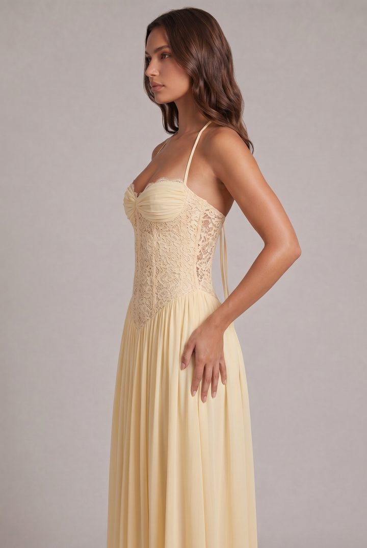 Faye Maxi Dress with Lace Corset Bodice