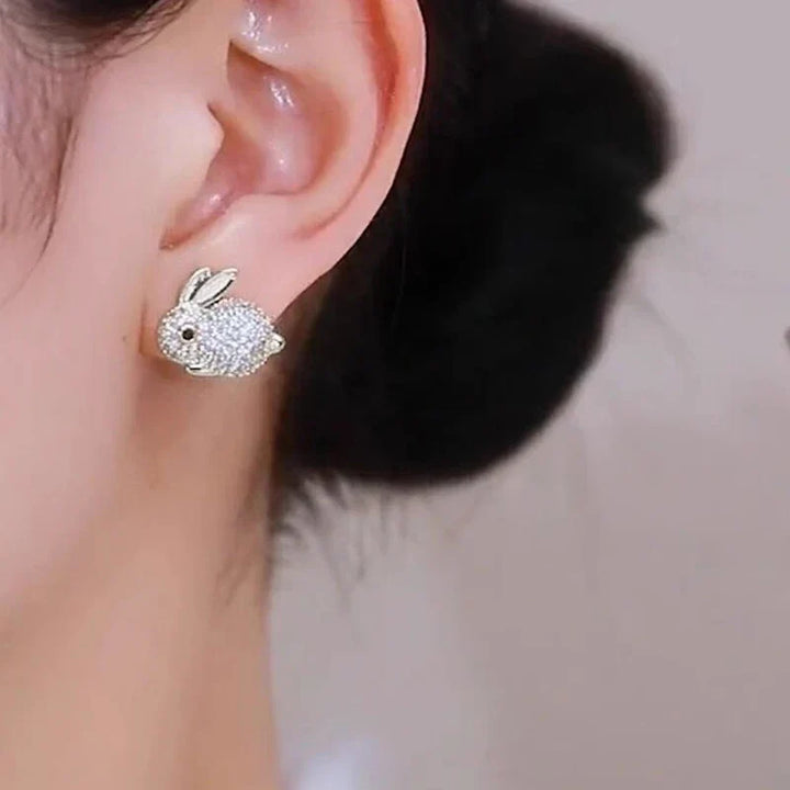 Cute Bunny Crystal Stud Earrings