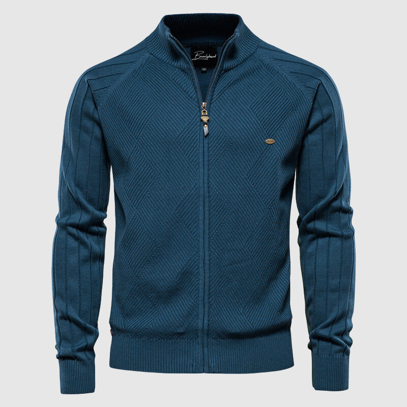 Zyan – Men's Full Zip Cardigan Sweater in Cotton
