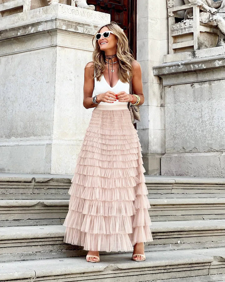 Tulle Maxi Skirt with Elastic Waistband