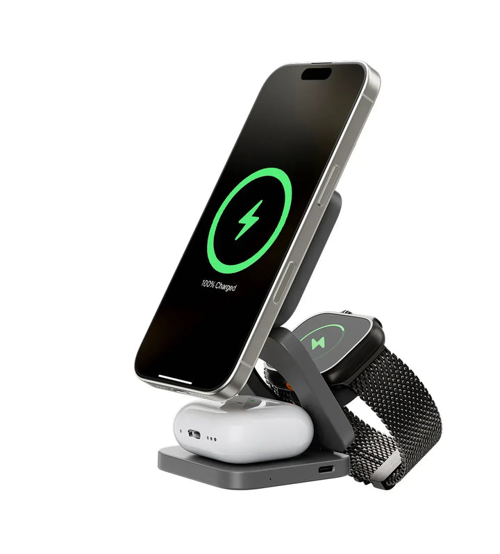 3-in-1 Foldable Magnetic Wireless Charging Station - Qi2