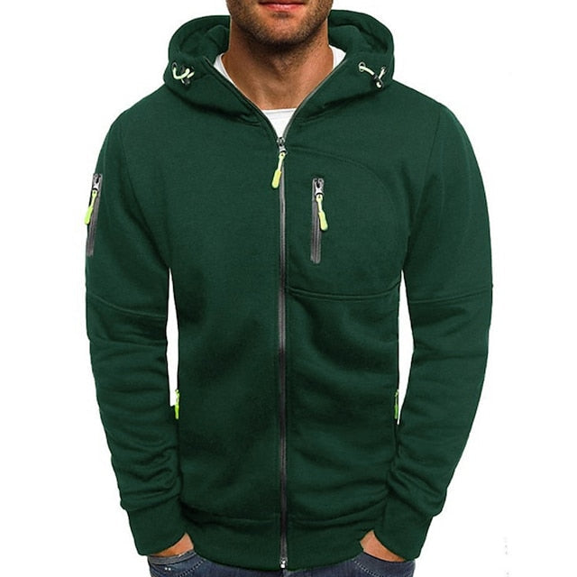Men's Hooded Jacket with Zip | Sporty Style with Hood and Pockets